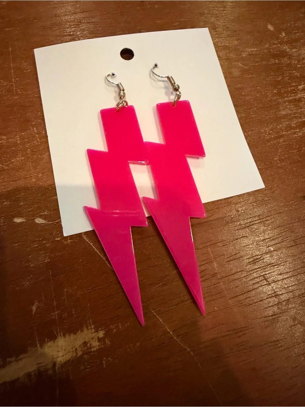 NWT Bright Pink Lightning Bolt Drop Earrings for Women